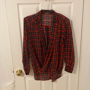 Women’s Red Check Blouse Medium
